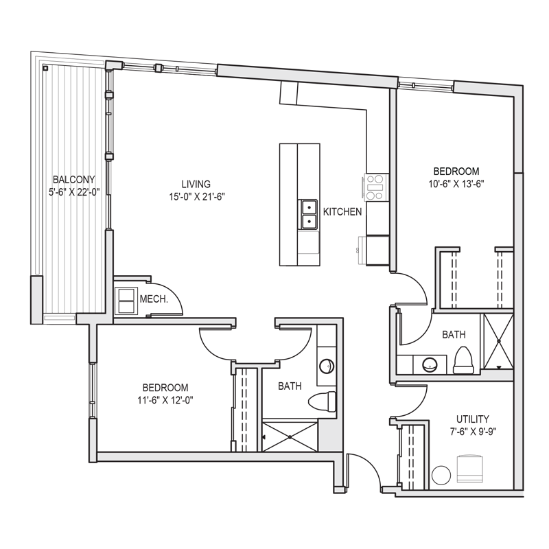 2 Master Bedroom Apartment Floor Plan