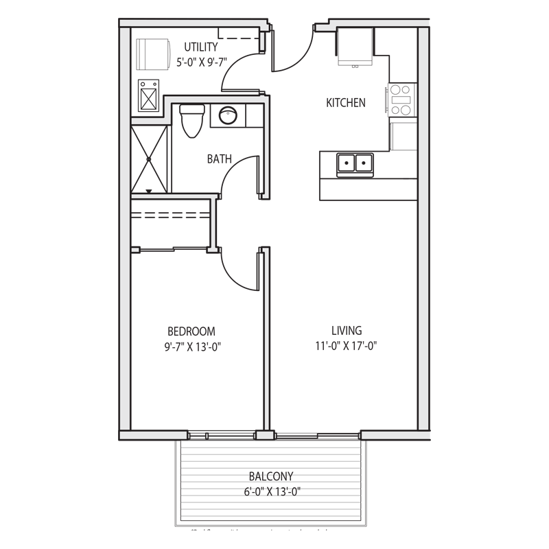 1 Bedroom Apartment for Rent Floor Plan