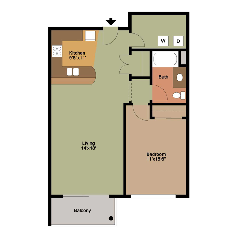 1 Bedroom Apartment Milwaukee Floor Plan