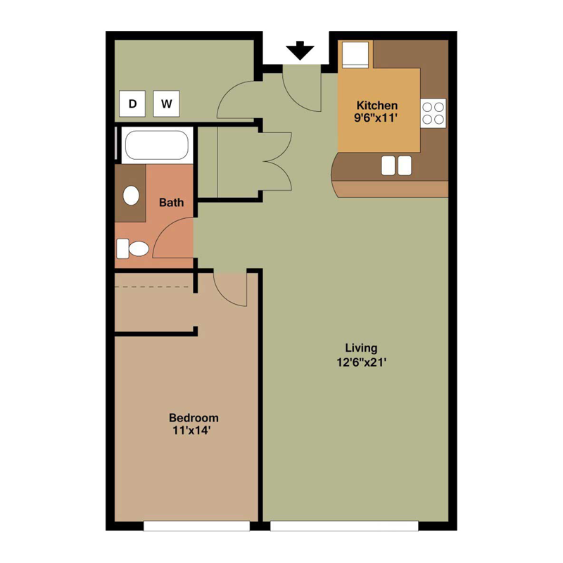 1 Bedroom Apartment in Milwaukee Floor Plan