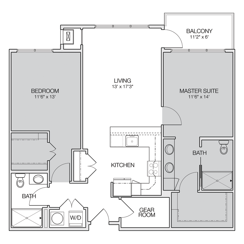 Master Suite Apt with Gear Room Floor Plan