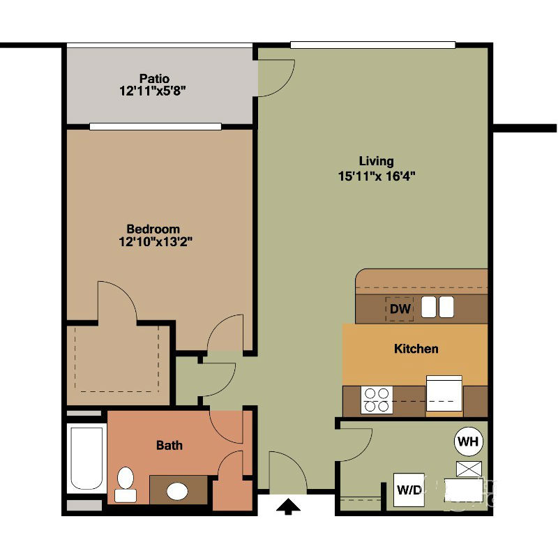 1 Bedroom Apt in Milwaukee Floor Plan
