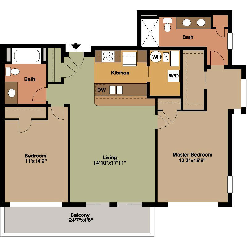 2 Bedroom Apartment Jackson Floor Plan